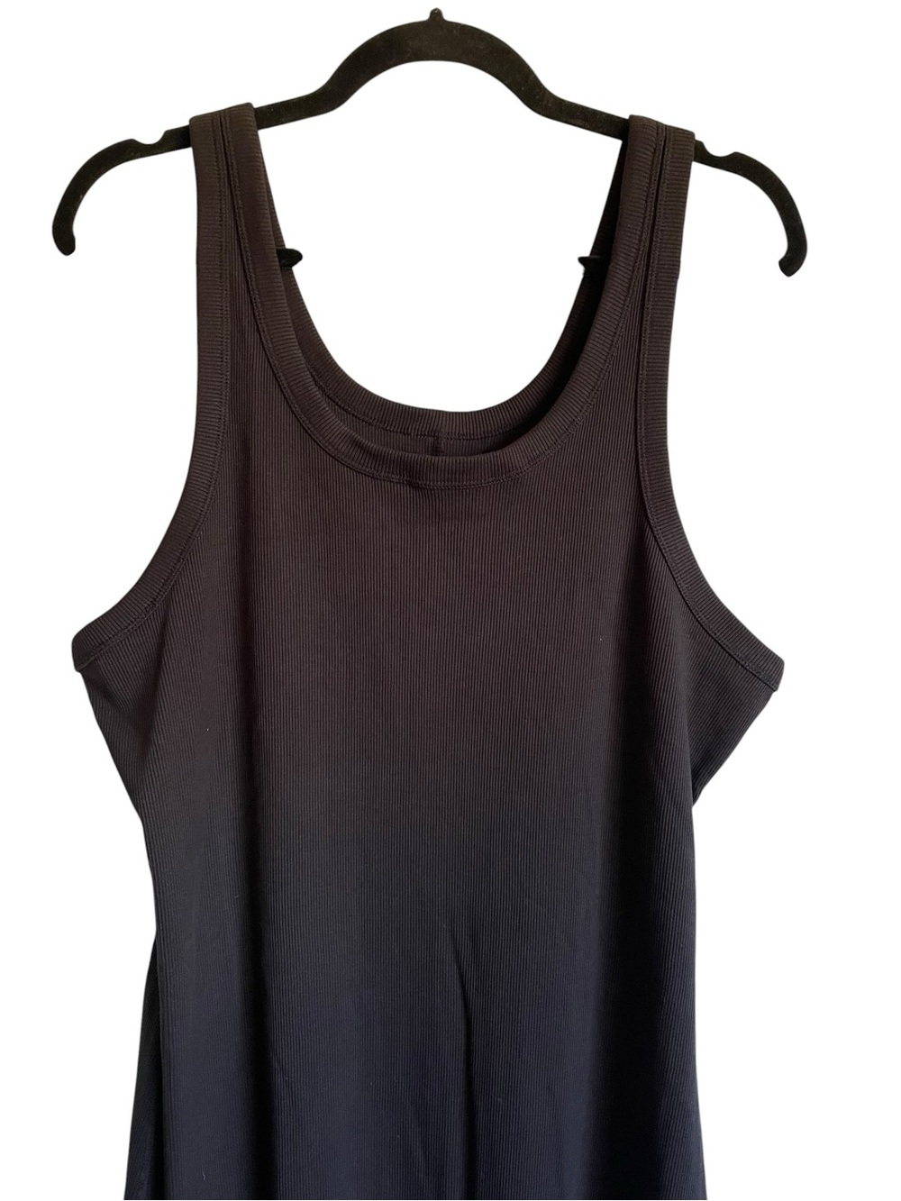 Everlane The Ribbed Tank Dress Black Cotton Blend Midi Scoop Neck NWT - Picture 3 of 7